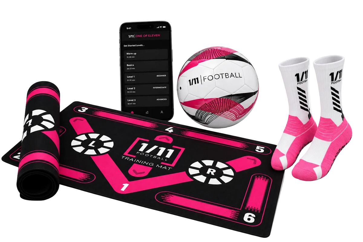 Complete set: pink training mat, app, matching football and grip socks